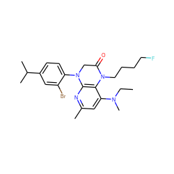 CCN(C)c1cc(C)nc2c1N(CCCCF)C(=O)CN2c1ccc(C(C)C)cc1Br ZINC000473145527