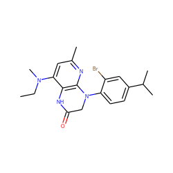 CCN(C)c1cc(C)nc2c1NC(=O)CN2c1ccc(C(C)C)cc1Br ZINC000473150018