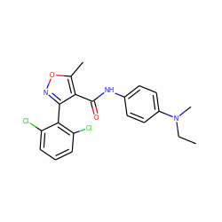 CCN(C)c1ccc(NC(=O)c2c(-c3c(Cl)cccc3Cl)noc2C)cc1 ZINC000028129158