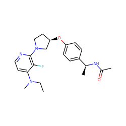 CCN(C)c1ccnc(N2CC[C@@H](Oc3ccc([C@H](C)NC(C)=O)cc3)C2)c1F ZINC000169709332