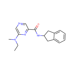 CCN(C)c1cncc(C(=O)NC2Cc3ccccc3C2)n1 ZINC000028882425