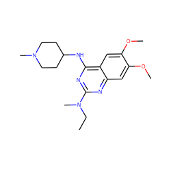 CCN(C)c1nc(NC2CCN(C)CC2)c2cc(OC)c(OC)cc2n1 ZINC001772636862