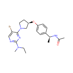 CCN(C)c1ncc(Br)c(N2CC[C@@H](Oc3ccc([C@H](C)NC(C)=O)cc3)C2)n1 ZINC000261183711