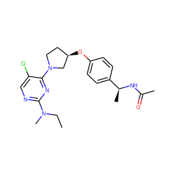 CCN(C)c1ncc(Cl)c(N2CC[C@@H](Oc3ccc([C@H](C)NC(C)=O)cc3)C2)n1 ZINC000261162946