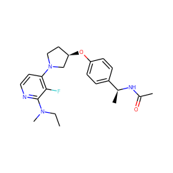 CCN(C)c1nccc(N2CC[C@@H](Oc3ccc([C@H](C)NC(C)=O)cc3)C2)c1F ZINC000169709883