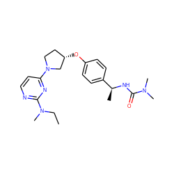 CCN(C)c1nccc(N2CC[C@H](Oc3ccc([C@H](C)NC(=O)N(C)C)cc3)C2)n1 ZINC000261175796