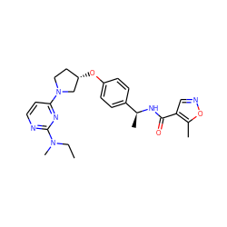 CCN(C)c1nccc(N2CC[C@H](Oc3ccc([C@H](C)NC(=O)c4cnoc4C)cc3)C2)n1 ZINC000261152765