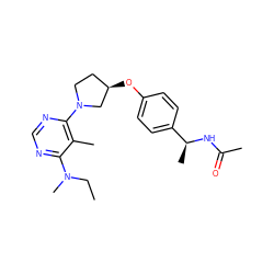 CCN(C)c1ncnc(N2CC[C@@H](Oc3ccc([C@H](C)NC(C)=O)cc3)C2)c1C ZINC000261112928