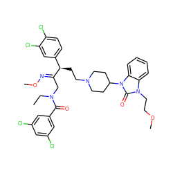 CCN(C/C(=N\OC)[C@H](CCN1CCC(n2c(=O)n(CCOC)c3ccccc32)CC1)c1ccc(Cl)c(Cl)c1)C(=O)c1cc(Cl)cc(Cl)c1 ZINC000095610114