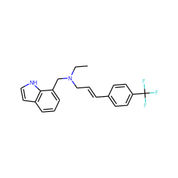 CCN(C/C=C/c1ccc(C(F)(F)F)cc1)Cc1cccc2cc[nH]c12 ZINC001772641712