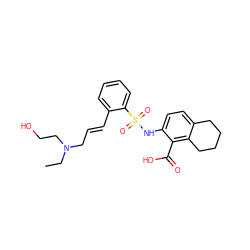 CCN(C/C=C/c1ccccc1S(=O)(=O)Nc1ccc2c(c1C(=O)O)CCCC2)CCO ZINC000036178065