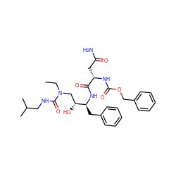 CCN(C[C@@H](O)[C@H](Cc1ccccc1)NC(=O)[C@H](CC(N)=O)NC(=O)OCc1ccccc1)C(=O)NCC(C)C ZINC000027417334