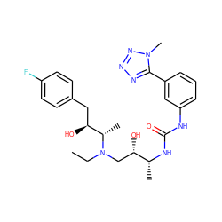 CCN(C[C@H](O)[C@@H](C)NC(=O)Nc1cccc(-c2nnnn2C)c1)[C@@H](C)[C@@H](O)Cc1ccc(F)cc1 ZINC000029039862