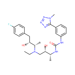 CCN(C[C@H](O)[C@@H](C)NC(=O)Nc1cccc(-c2nnnn2C)c1)[C@@H](C)[C@H](O)Cc1ccc(F)cc1 ZINC000029039888