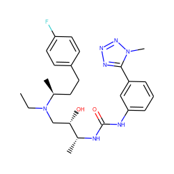 CCN(C[C@H](O)[C@@H](C)NC(=O)Nc1cccc(-c2nnnn2C)c1)[C@@H](C)CCc1ccc(F)cc1 ZINC000029039901