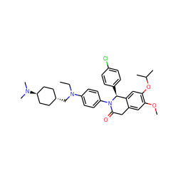 CCN(C[C@H]1CC[C@H](N(C)C)CC1)c1ccc(N2C(=O)Cc3cc(OC)c(OC(C)C)cc3[C@@H]2c2ccc(Cl)cc2)cc1 ZINC000261185434