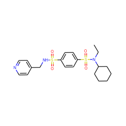 CCN(C1CCCCC1)S(=O)(=O)c1ccc(S(=O)(=O)NCc2ccncc2)cc1 ZINC000004092007