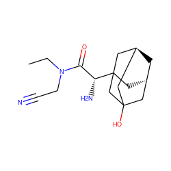 CCN(CC#N)C(=O)[C@@H](N)C12C[C@H]3C[C@@H](CC(O)(C3)C1)C2 ZINC000100383874