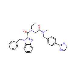 CCN(CC(=O)N(C)Cc1ccc(C2=NCCN2)cc1)C(=O)c1nc2ccccc2n1Cc1ccccc1 ZINC000040422882