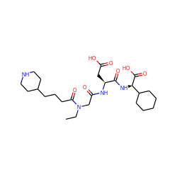 CCN(CC(=O)N[C@@H](CC(=O)O)C(=O)N[C@@H](C(=O)O)C1CCCCC1)C(=O)CCCC1CCNCC1 ZINC000026503988