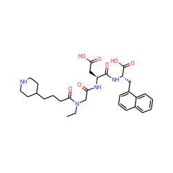 CCN(CC(=O)N[C@@H](CC(=O)O)C(=O)N[C@@H](Cc1cccc2ccccc12)C(=O)O)C(=O)CCCC1CCNCC1 ZINC000026567505