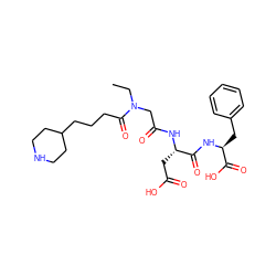 CCN(CC(=O)N[C@@H](CC(=O)O)C(=O)N[C@@H](Cc1ccccc1)C(=O)O)C(=O)CCCC1CCNCC1 ZINC000013780055