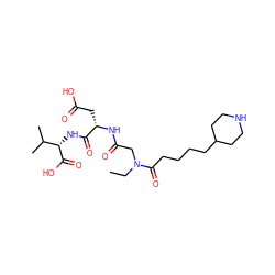 CCN(CC(=O)N[C@@H](CC(=O)O)C(=O)N[C@H](C(=O)O)C(C)C)C(=O)CCCCC1CCNCC1 ZINC000013780054