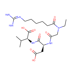 CCN(CC(=O)N[C@@H](CC(=O)O)C(=O)N[C@H](C(=O)O)C(C)C)C(=O)CCCCCN=C(N)N ZINC000013780052