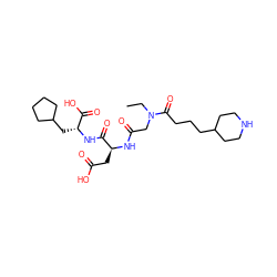 CCN(CC(=O)N[C@@H](CC(=O)O)C(=O)N[C@H](CC1CCCC1)C(=O)O)C(=O)CCCC1CCNCC1 ZINC000026504451