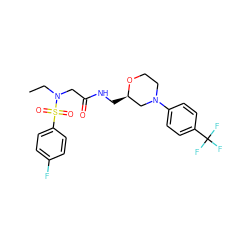 CCN(CC(=O)NC[C@@H]1CN(c2ccc(C(F)(F)F)cc2)CCO1)S(=O)(=O)c1ccc(F)cc1 ZINC000209397380