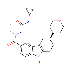 CCN(CC(=O)NC1CC1)C(=O)c1ccc2c(c1)c1c(n2C)CC[C@H](C2CCOCC2)C1 ZINC000043203229