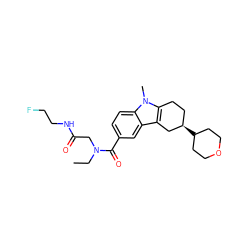 CCN(CC(=O)NCCF)C(=O)c1ccc2c(c1)c1c(n2C)CC[C@@H](C2CCOCC2)C1 ZINC000059049774