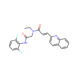 CCN(CC(=O)Nc1c(F)cccc1F)C(=O)/C=C/c1ccc2ccccc2n1 ZINC000012536744