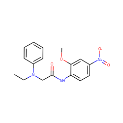 CCN(CC(=O)Nc1ccc([N+](=O)[O-])cc1OC)c1ccccc1 ZINC000004820961