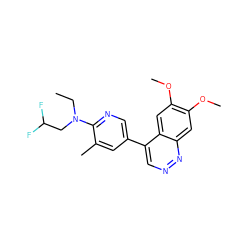 CCN(CC(F)F)c1ncc(-c2cnnc3cc(OC)c(OC)cc23)cc1C ZINC000084690537