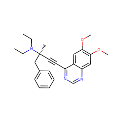 CCN(CC)[C@@](C)(C#Cc1ncnc2cc(OC)c(OC)cc12)Cc1ccccc1 ZINC000028951203