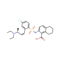 CCN(CC)[C@@H](C)/C=C\c1cc(F)ccc1S(=O)(=O)Nc1ccc2c(c1C(=O)O)CCCC2 ZINC000014964874