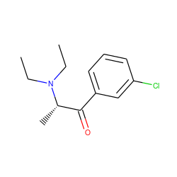 CCN(CC)[C@@H](C)C(=O)c1cccc(Cl)c1 ZINC000035021515