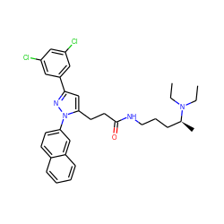 CCN(CC)[C@@H](C)CCCNC(=O)CCc1cc(-c2cc(Cl)cc(Cl)c2)nn1-c1ccc2ccccc2c1 ZINC000058603509