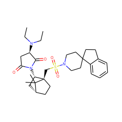 CCN(CC)[C@@H]1CC(=O)N([C@H]2C[C@H]3CC[C@]2(CS(=O)(=O)N2CCC4(CCc5ccccc54)CC2)C3(C)C)C1=O ZINC000096901135