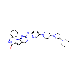 CCN(CC)[C@@H]1CCN(C2CCN(c3ccc(Nc4ncc5cc6n(c5n4)C4(CCCCC4)CNC6=O)nc3)CC2)C1 ZINC000221352972