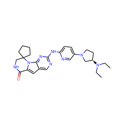 CCN(CC)[C@@H]1CCN(c2ccc(Nc3ncc4cc5n(c4n3)C3(CCCC3)CNC5=O)nc2)C1 ZINC000221367943