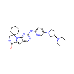 CCN(CC)[C@@H]1CCN(c2ccc(Nc3ncc4cc5n(c4n3)C3(CCCCC3)CNC5=O)nc2)C1 ZINC000221352840