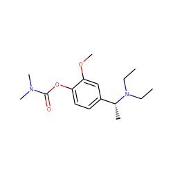 CCN(CC)[C@H](C)c1ccc(OC(=O)N(C)C)c(OC)c1 ZINC000299824625