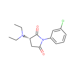 CCN(CC)[C@H]1CC(=O)N(c2cccc(Cl)c2)C1=O ZINC000004697123