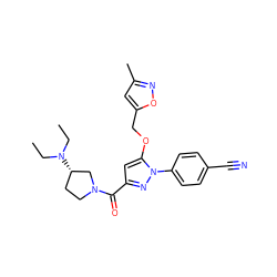 CCN(CC)[C@H]1CCN(C(=O)c2cc(OCc3cc(C)no3)n(-c3ccc(C#N)cc3)n2)C1 ZINC001772584298