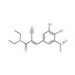 CCN(CC)C(=O)/C(C#N)=C/c1cc(O)c(O)c([N+](=O)[O-])c1 ZINC000035342787