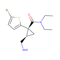 CCN(CC)C(=O)[C@@]1(c2ccc(Br)s2)C[C@H]1CN ZINC000029043072