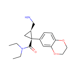 CCN(CC)C(=O)[C@@]1(c2ccc3c(c2)OCCO3)C[C@H]1CN ZINC000029047596