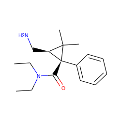 CCN(CC)C(=O)[C@@]1(c2ccccc2)[C@@H](CN)C1(C)C ZINC000029047079